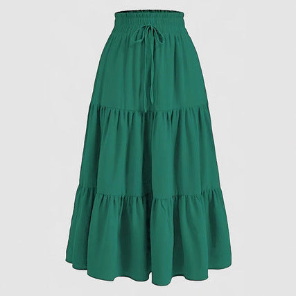 Maxi skirt for women with elastic waist and ruffled design Lune London
