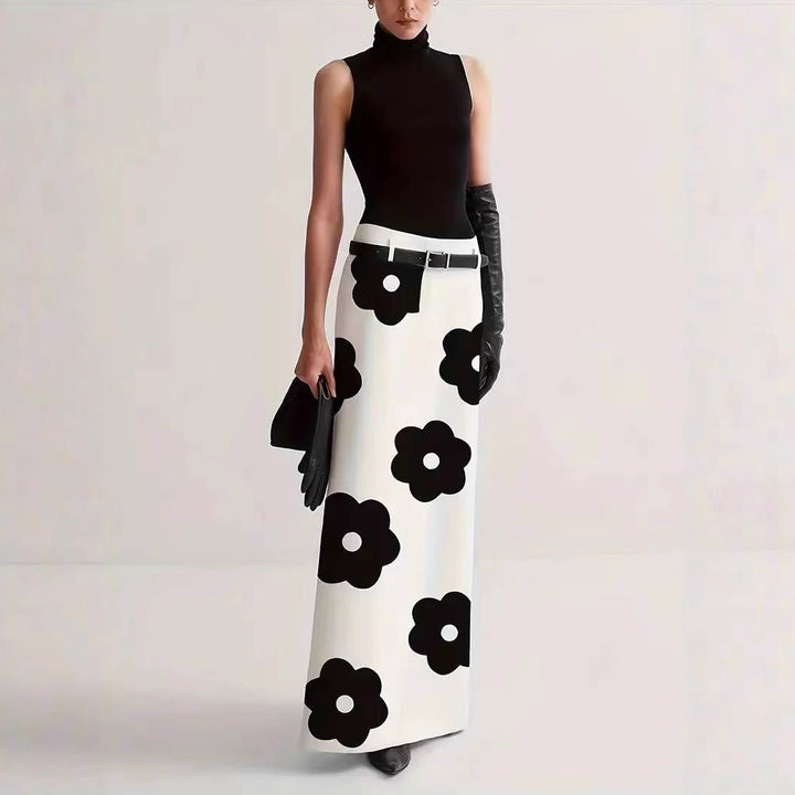 Maxi skirt for women with floral pattern and elegant silhouette Lune London