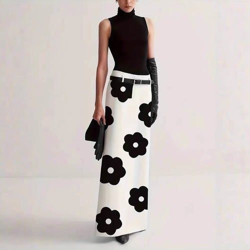 Maxi skirt for women with floral pattern and elegant silhouette Lune London