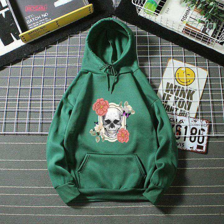 Women's hoodie with detailed skull design and floral print Chic & Stil