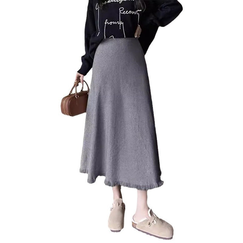 Jupe midi élégante pour femmes avec ourlet à franges et artisanat de haute qualité Chic & Stil