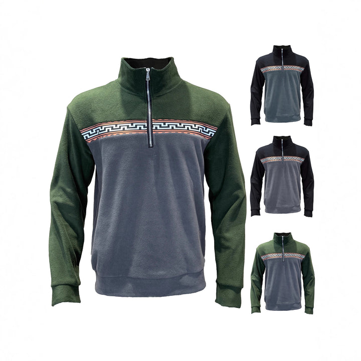 Men's fleece pullover with stylish high neck and contrasting pattern Lune London