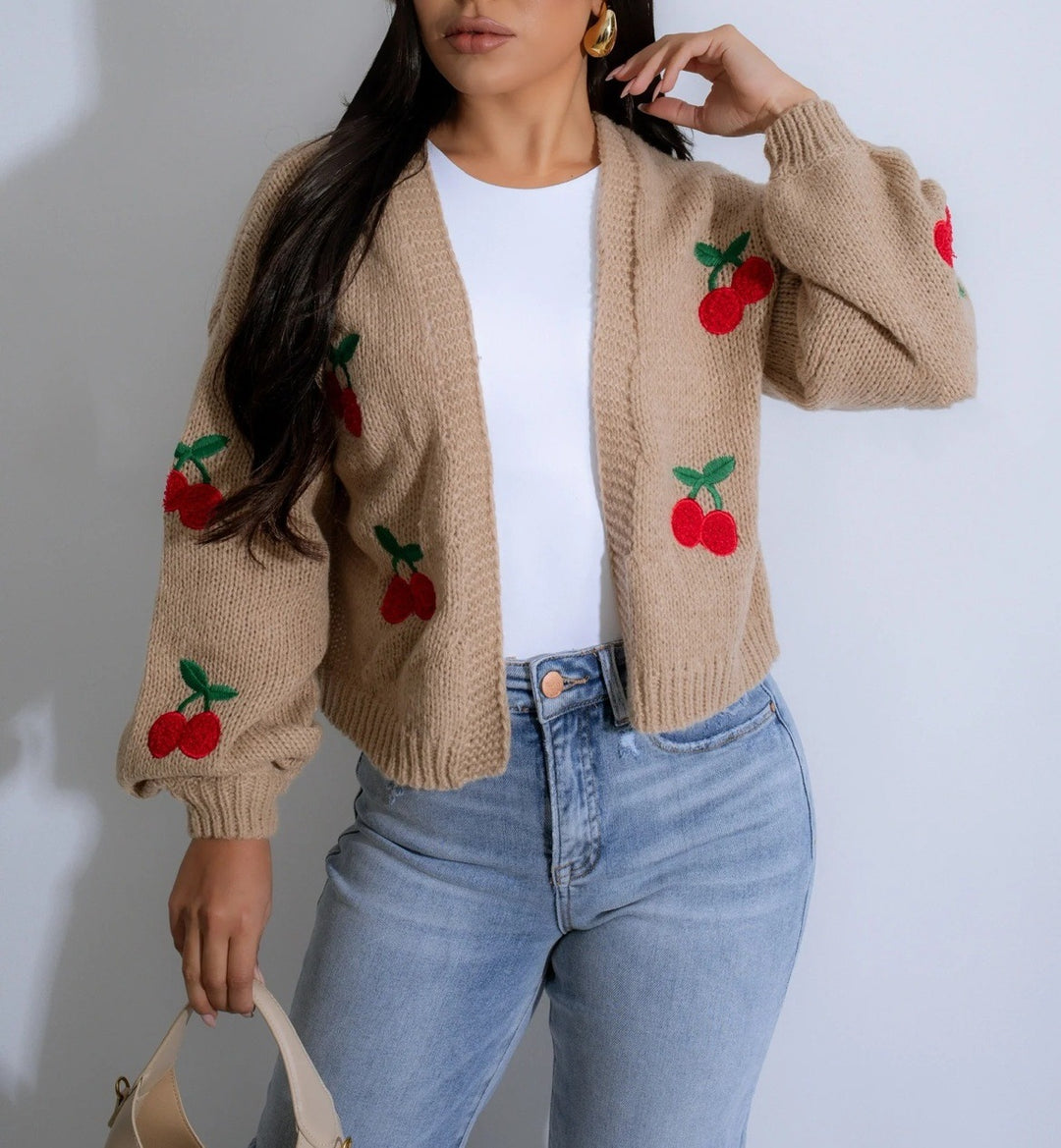 Ladies' vest with cherry embroidery Lune London