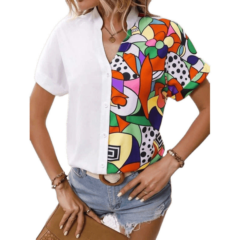 Ladies Art Graphic Short Sleeve Blouse Lune London