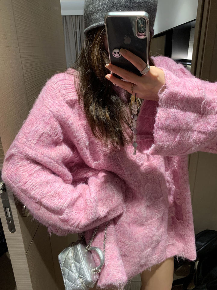 Oversized knit sweater for women in a casual style