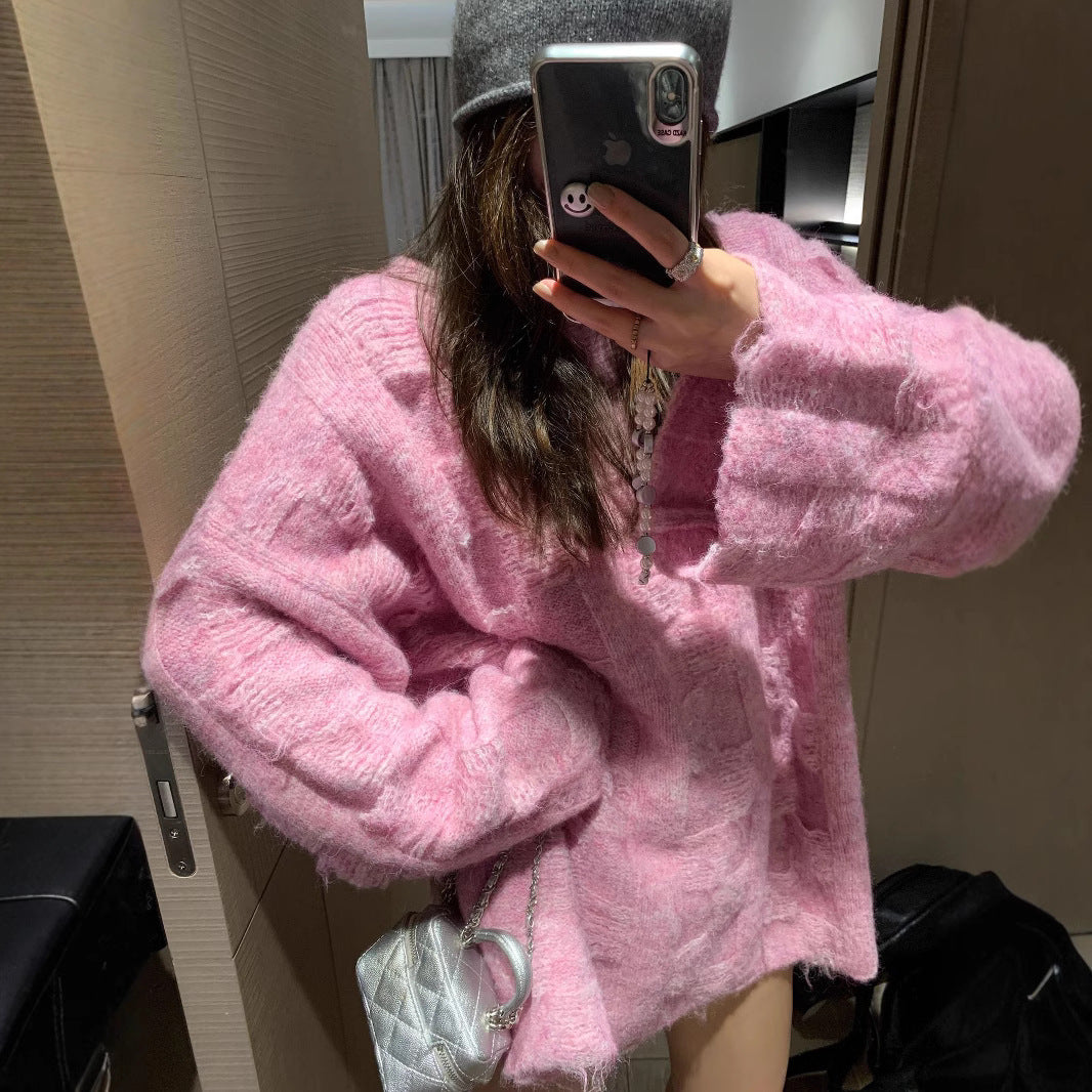 Oversized knit sweater for women in a casual style