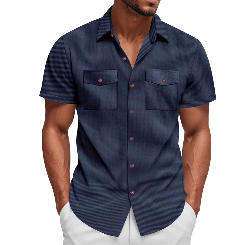 Short striped shirt for men with two practical chest pockets Lune London
