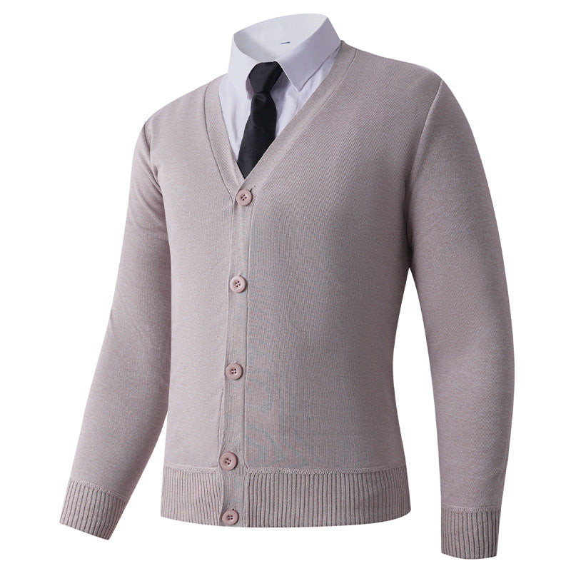 Men's knit jacket with V neck and button closure Lune London