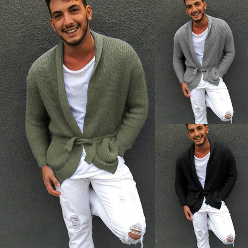 Men's knit jacket with a stylish belt and a relaxed fit Lune London