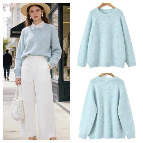 Pull en tricot confortable pour femmes avec col rond