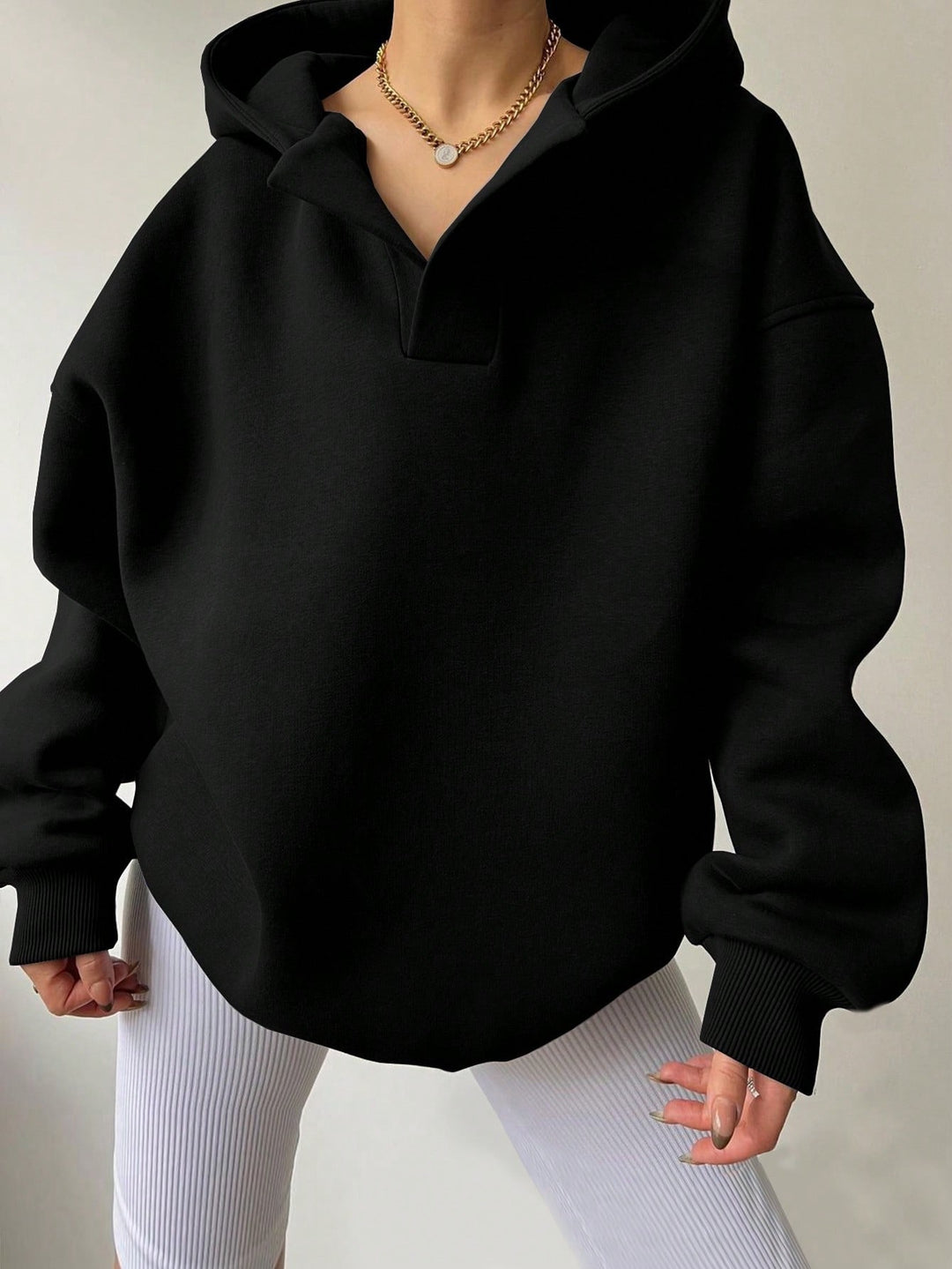 Oversized hoodie for women with half-zip Lune London