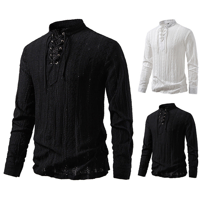 Long sleeve shirt for men with creative lace design Lune London