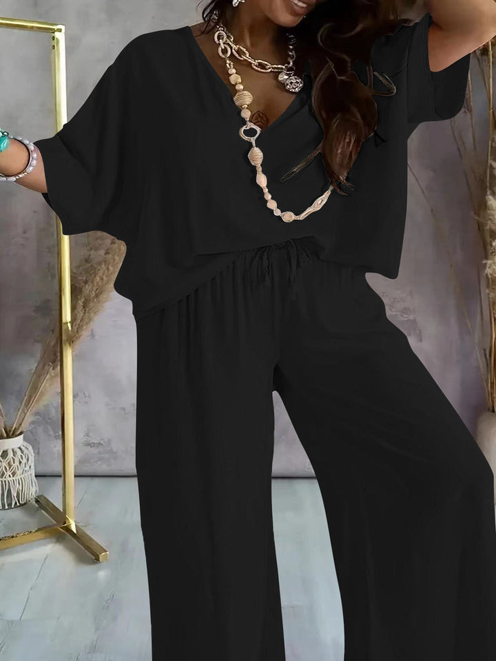 Ladies Casual Set with Flowing Cut and Rolled Top Lune London