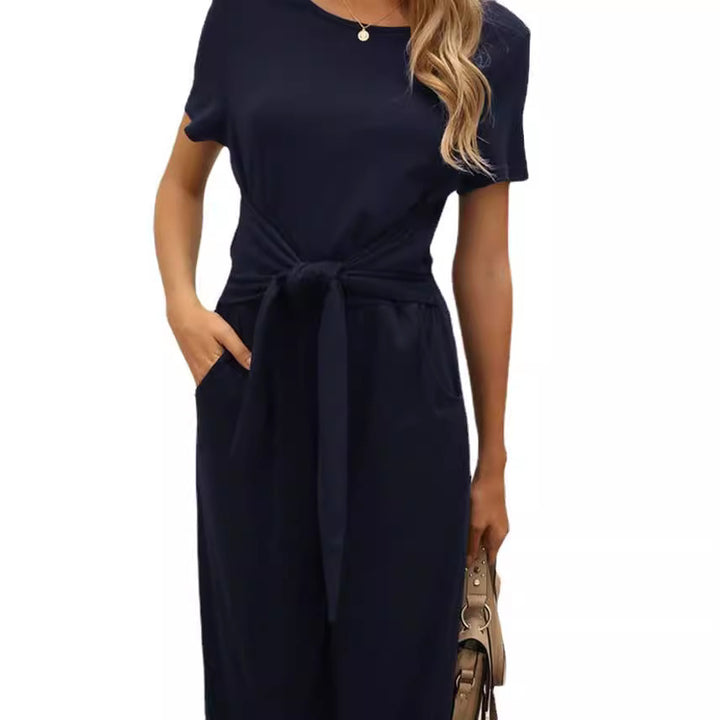 Women's jumpsuit with tie belt and wide legs Lune London