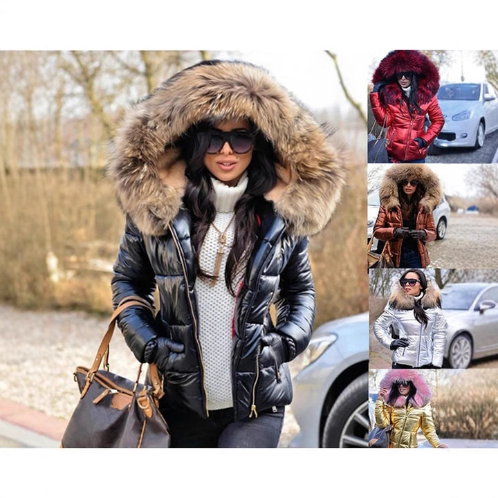 Lady quilted jacket with luxurious fur collar and practical pockets Lune London