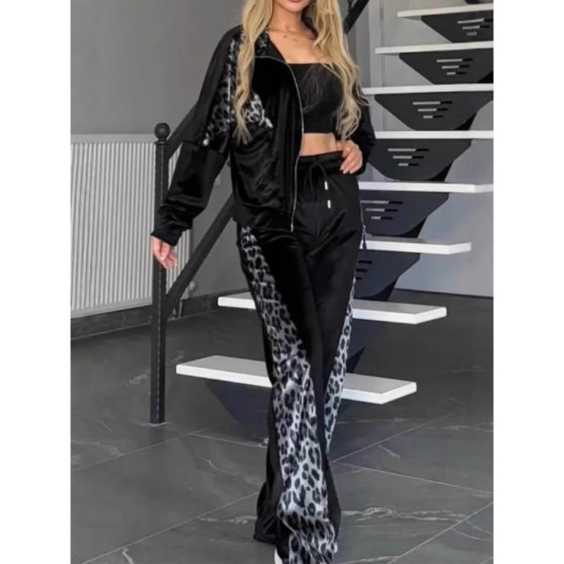 Women’s tracksuit with leopard appliqués Lune London