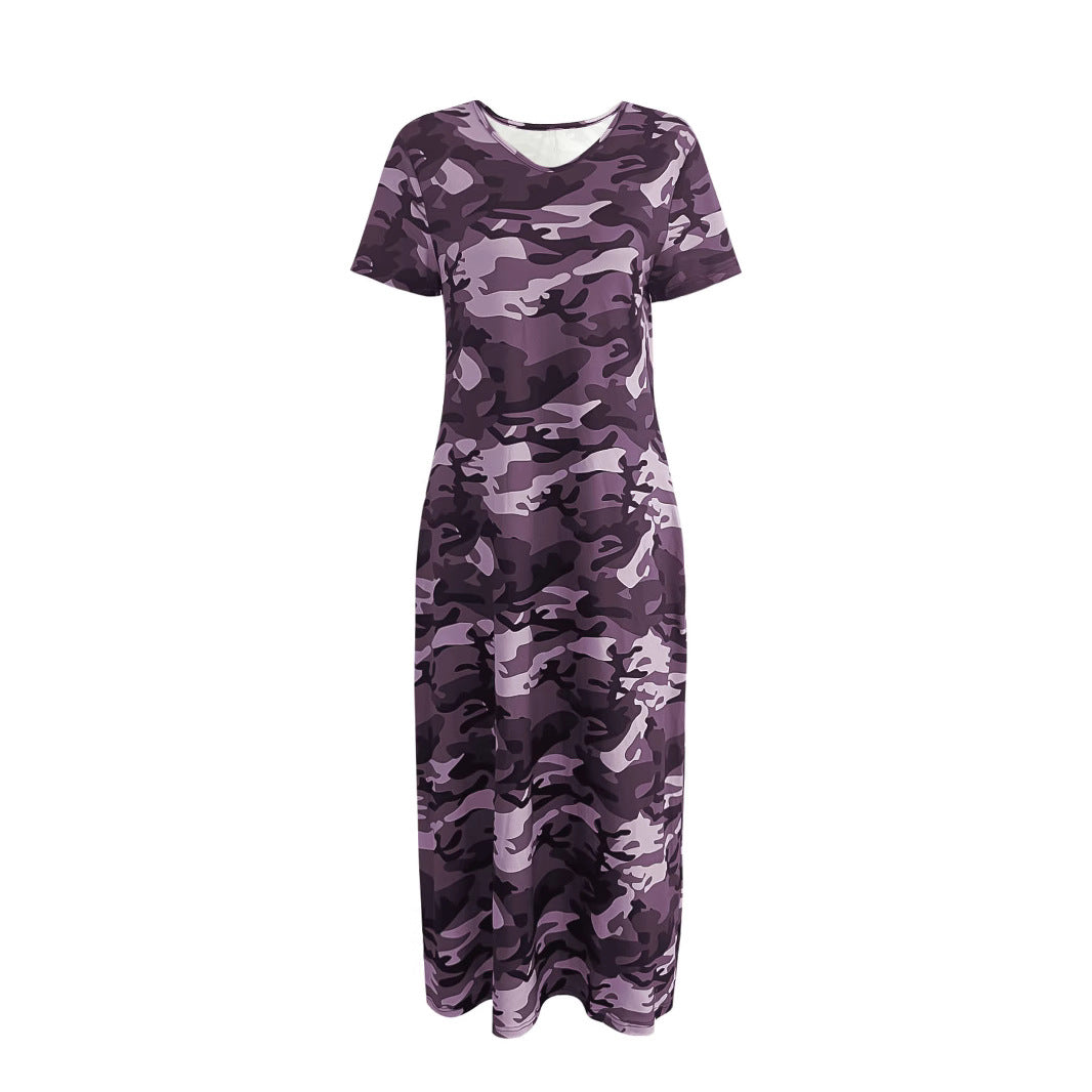 Chic Casual Camo Printed Maxi Dress for Women