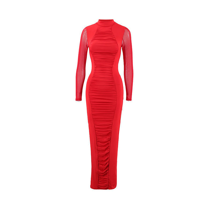 Maxi dress for women with a form-fitting cut and gathers Lune London