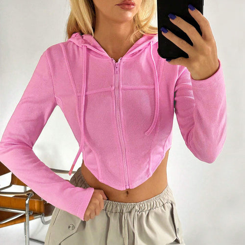 Zipped short hoodie for women with long sleeves and fitted cut Chic & Stil