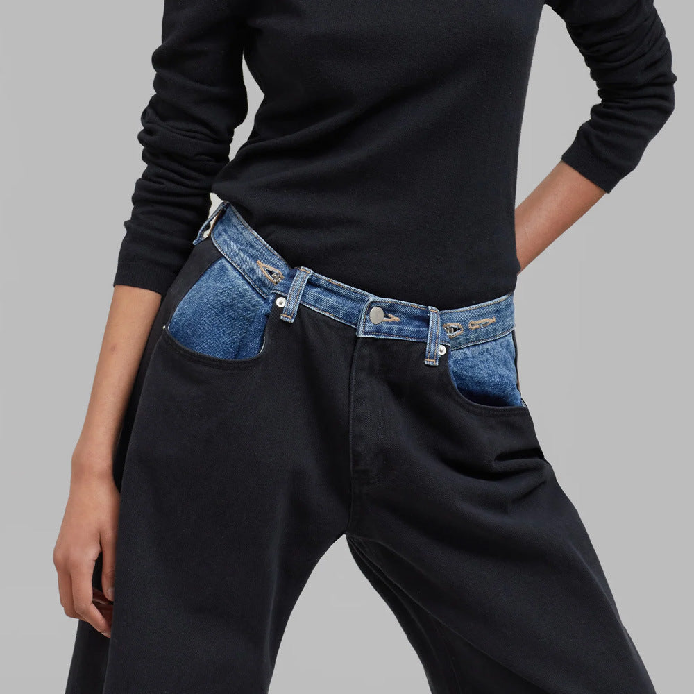 Women High Waist Cargo Jeans with Denim Details Lune London