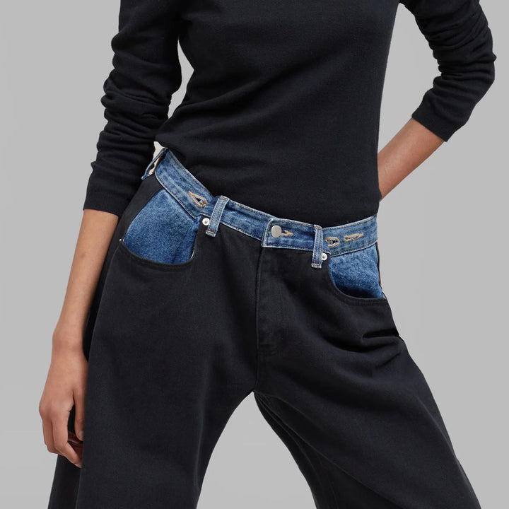 Women High Waist Cargo Jeans with Denim Details Lune London