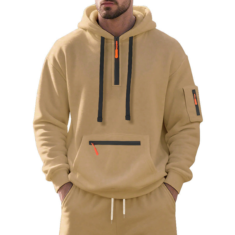 Sporty hooded sweatshirt for men with innovative zippers Lune London