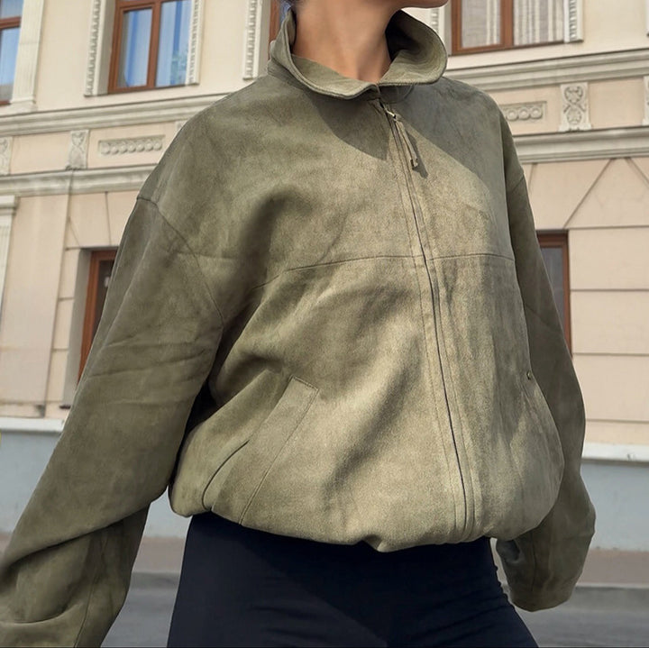Casual oversized jacket for women in soft suede imitation Lune London