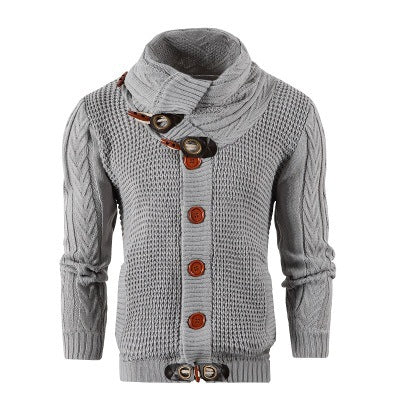 Knitted jacket for men with shawl collar and wooden buttons Lune London