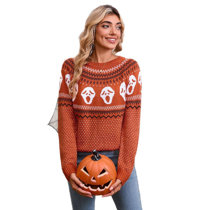 Pull tricoté à motifs pour femmes avec motif Halloween Chic & Stil