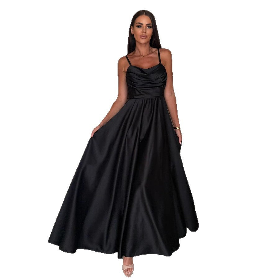 Ladies Elegant Evening Dress in Satin Lune London