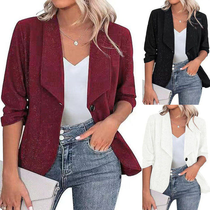 Women's Glitter Blazer Jacket with Feminine Silhouette and Elegant Lapels Lune London