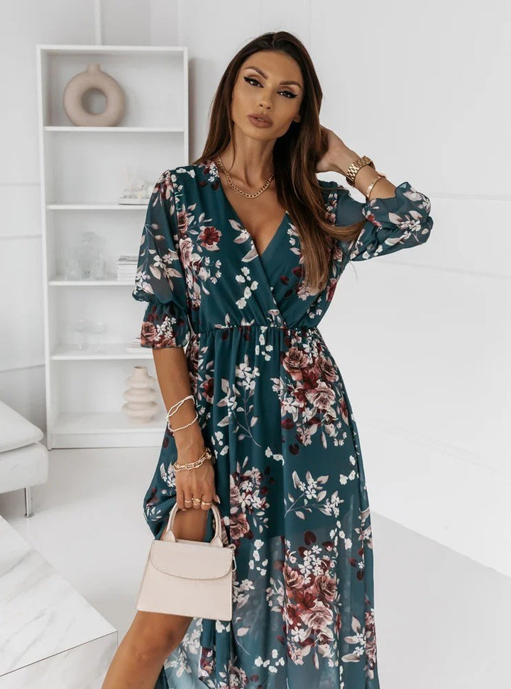Lune London High Slit Floral Maxi Dress for Women