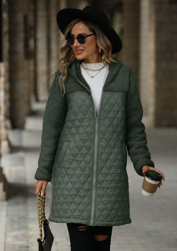 Transitional jacket for women with cozy fleece and hood Lune London