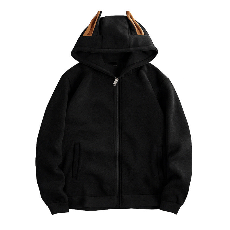 Hooded jacket for women with creative ear details and a practical zipper Lune London