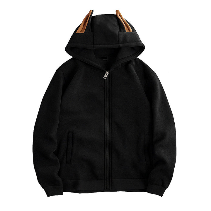 Hooded jacket for women with creative ear details and a practical zipper Lune London