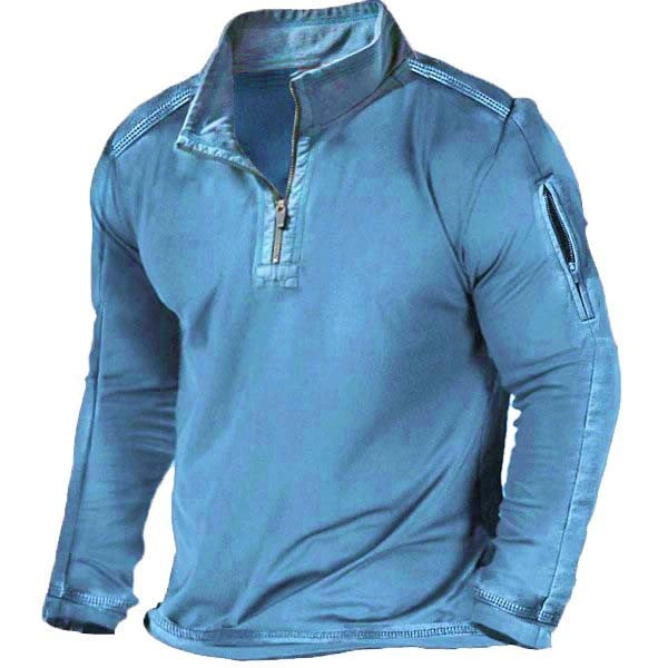 Functional sweater for men with half-zip and practical pockets Lune London