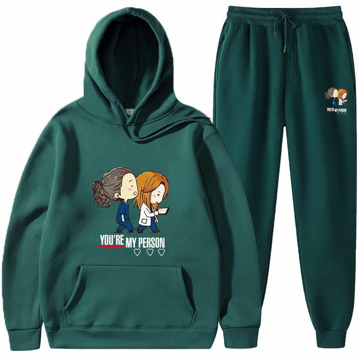 Women's Hoodie and Jogging Pants Set with Original Cartoon Design Chic & Stil