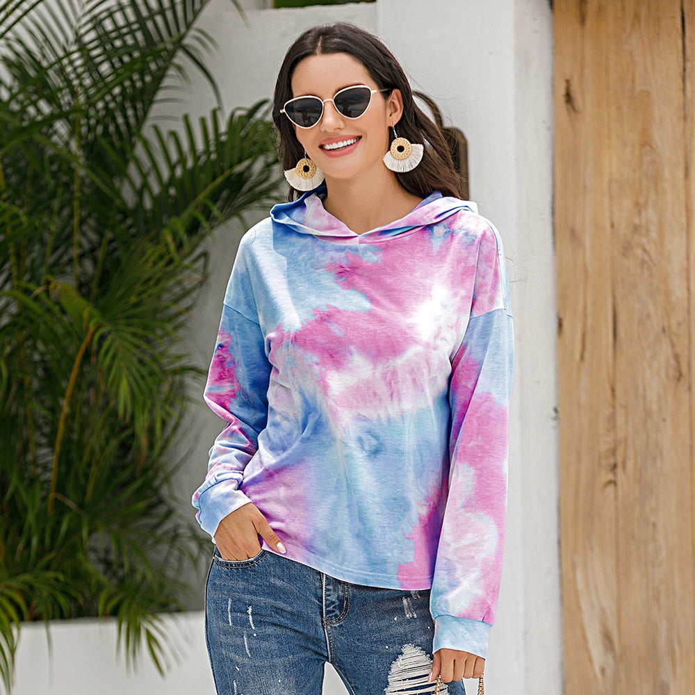 Casual hoodie for women with a modern Tie-Dye Chic design and style