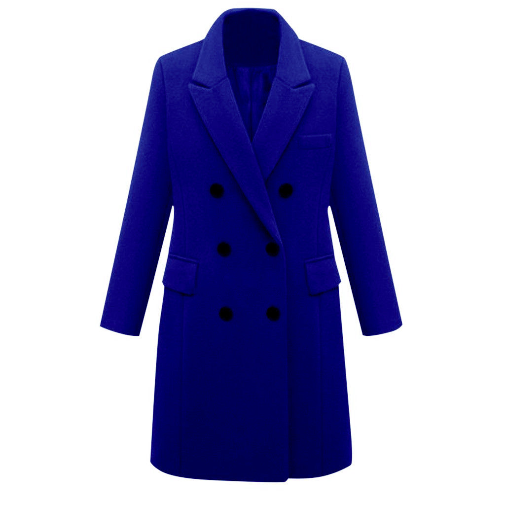 Elegant wool coat for women with double-breasted buttons and pockets Lune London