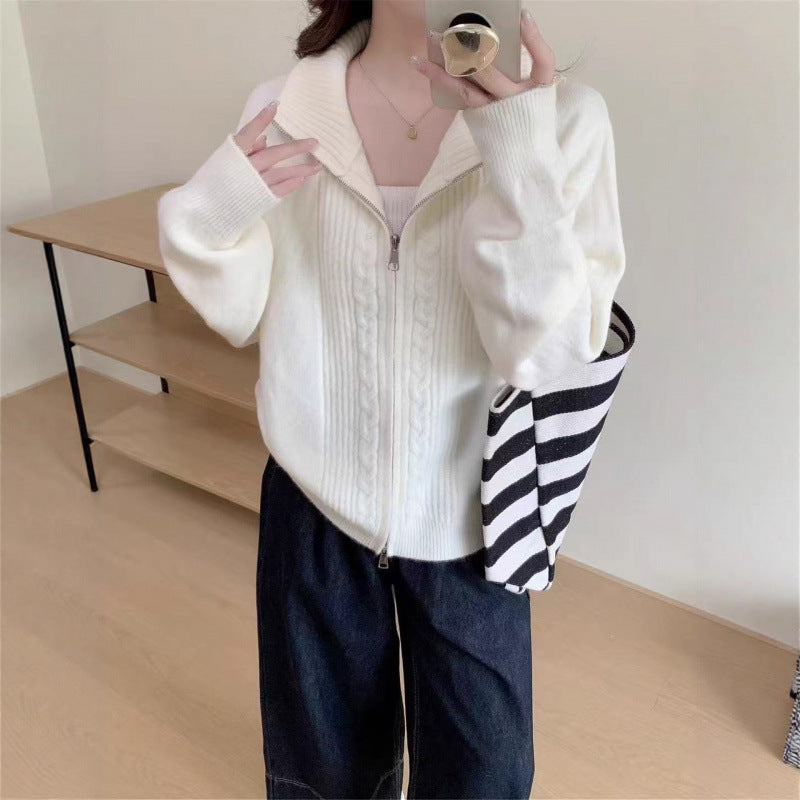 Cardigan féminin avec col zippé et matériau de haute qualité Chic & Stil