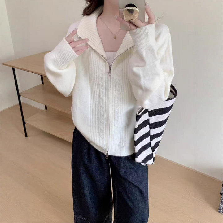 Cardigan féminin avec col zippé et matériau de haute qualité Chic & Stil