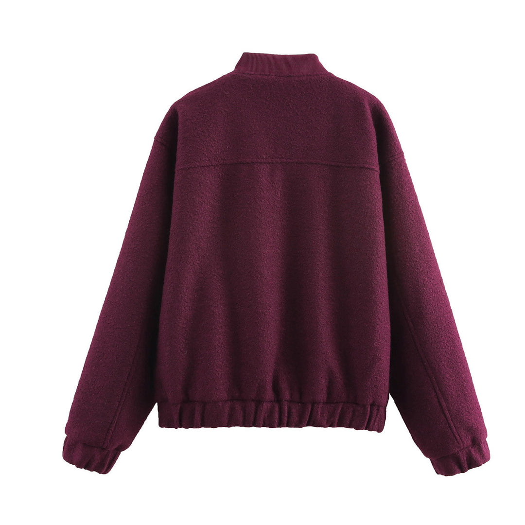 Fleece bomber jacket for women with elastic hem and practical side pockets Lune London
