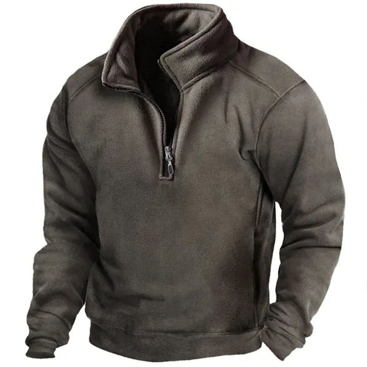 Men's Fleece Pullover with High Collar and Convenient Zipper Lune London