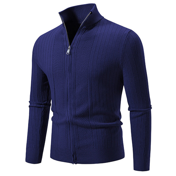 Men's knitted sweater with modern zipper and ribbed structure Lune London