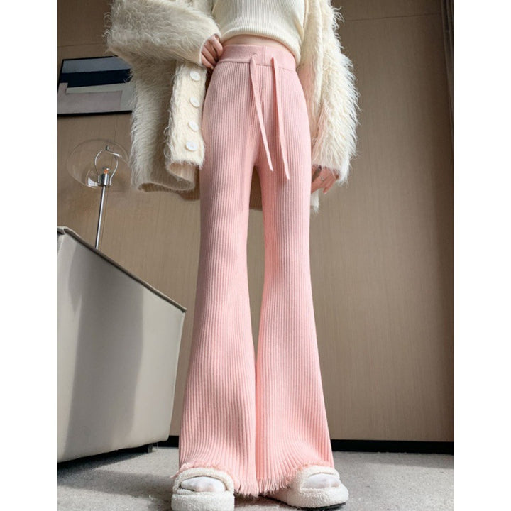 Comfortable ribbed knit pants for women with wide legs Lune London