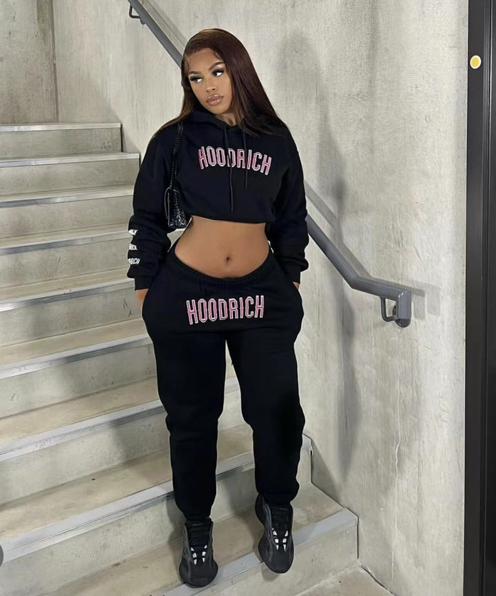 Men's sporty hoodie and jogger pants set with trendy inscription Lune London