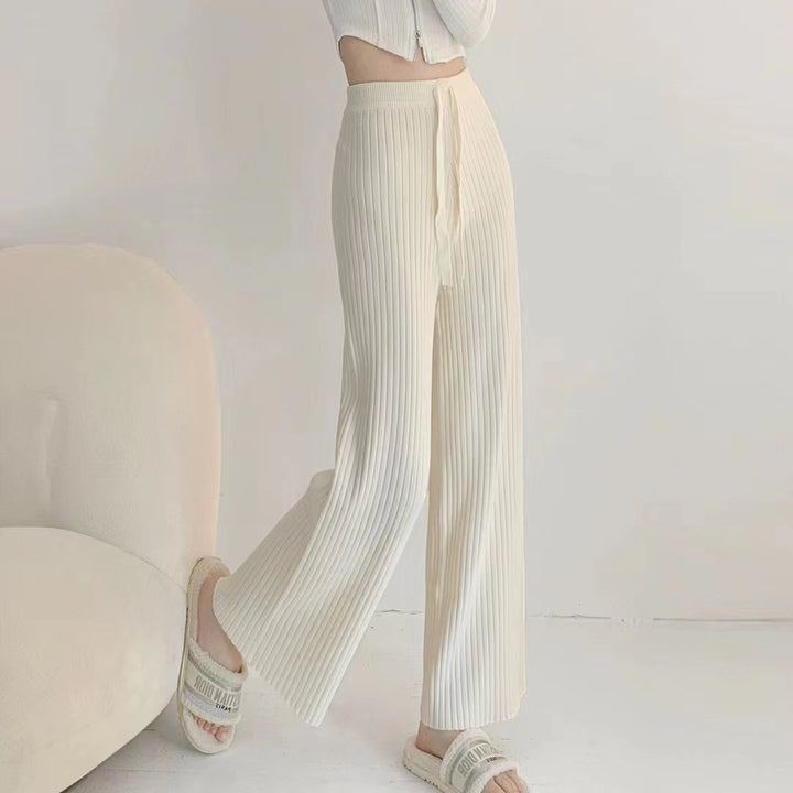 Lune London women's pleated high-waisted pants with elastic waistband