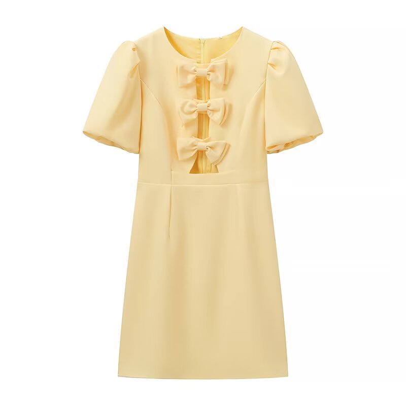Dress for women with a fun ruffle design and elegant bow details Lune London