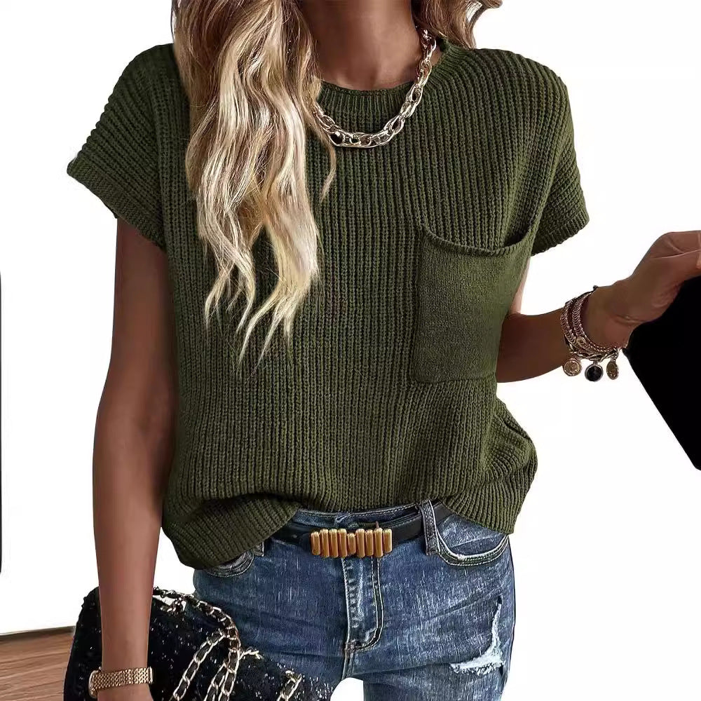 Women Short Sleeve Knitted Top Lune London