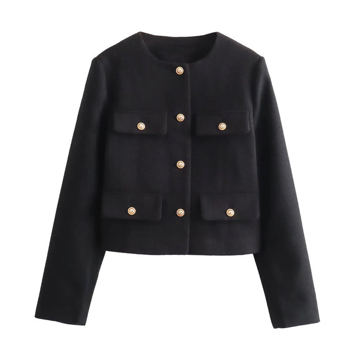 Trendy short jacket for women with decorative buttons and practical pockets Lune London